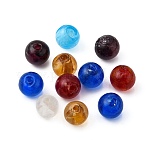 Manuell Silber Folie-Glas Perlen, Runde, Farbig, ca. 12 mm Durchmesser, Bohrung: 1~2 mm