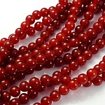Chapelets de perles en cornaline naturelle, teinte, ronde, firebrick, environ 10 mm de diamètre, Trou: 1.2 mm, Environ 39 pcs/chapelet, 15~16 pouce