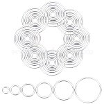 Pandahall elite 60pcs 6 anillos de unión de latón estilo, Plateado de larga duración, anillo redondo, 925 plata esterlina, 6~20.7x1mm, diámetro interior: 4~18 mm, 10 piezas / style