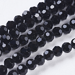 Chapelets de perles en imitation cristal autrichien, grade AAA, facette (32 facette) ronde, noir, 4mm, Trou: 0.7~0.9mm, Environ 100 pcs/chapelet, 15.7 pouce