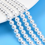 Pintura para hornear vidrio perlado hebras de perlas, redondo, blanco cremoso, 6mm, agujero: 0.8 mm, aproximamente 69~70 pcs / cadena, 15.75~15.94 pulgada (40~40.5 cm)