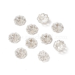 Tibetan Style Fancy Bead Caps, Flower, Silver Color Plated, 9x4mm, Hole: 2mm