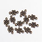 Conectores de enlaces de aleación de nudo chino de estilo tibetano, Sin cadmio y níque y plomo, Bronce antiguo, 7x11.5x2mm, agujero: 1 mm, aproximamente 4166 unidades / 1000 g