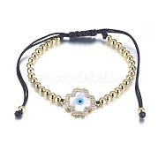 Регулируемые латунные плетеные браслеты из бисера BJEW-F282-27G-RS