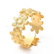 Ion Plating(IP) 304 Stainless Steel Sunflower Open Cuff Ring for Women RJEW-E063-08G