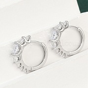 Серьги-кольца из латуни с прозрачным фианитом EJEW-Q016-14P