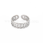 304 Stainless Steel Curb Chain Open Cuff Ring for Women RJEW-S405-195P