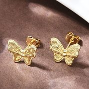 Серьги-гвоздики в форме бабочки из латуни EJEW-C152-02G