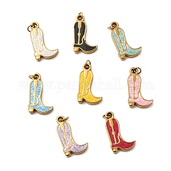 Ciondoli in acciaio inox smaltato 304, ciondoli per stivali, placcatura ionica (ip), vero placcato oro 18k, con anello di salto, colore misto, 18x11x2.5mm, Foro: 3.2 mm