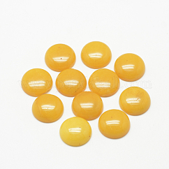 Natürliche weiße Jade Cabochons, gefärbt, halbrund / Dome, golden, 8x4 mm