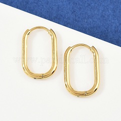Pendientes de aro ovalados de acero inoxidable 304, dorado, 19x12x2mm