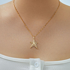 Colliers élégants avec pendentif en forme d'étoile en laiton micro pavé et zircone cubique transparente, cadeau parfait pour les filles, la saint valentin, or, 15.75 pouce (40 cm)