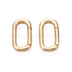 Bagues à ressort en laiton, Sans cadmium & sans nickel & sans plomb, ovale, véritable 18k plaqué or, 18x10x2.5mm