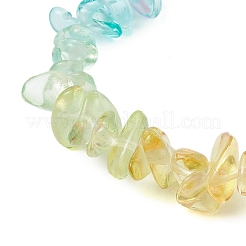 Pulseras elásticas con cuentas de chip de vidrio de color arcoíris para mujer&nbsp;BJEW-JB10778
