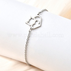 201 pulseras de eslabones de zorro de acero inoxidable&nbsp;BJEW-B128-05P