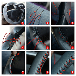 Cubierta de volante de cuero genuino de costura a mano de diy&nbsp;AJEW-WH0002-60A