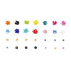 5 Farben flache runde Acrylbuchstabenperlen&nbsp;DIY-YW0002-54
