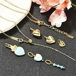 Conjuntos de collares y pulseras con colgante de corazón de turquesa sintética&nbsp;SJEW-Q002-05G