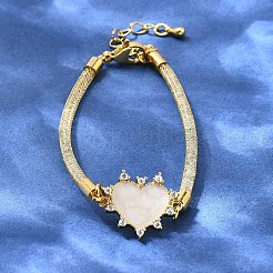 Bracciali in ottone micro pavé con zirconi cubici trasparenti per donna&nbsp;BJEW-A029-01C-G