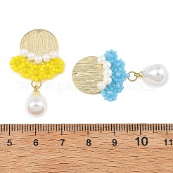 3 Stück Anhänger aus zwei Farben: Glasperlen und Imitationsperlen aus ABS-Kunststoff&nbsp;PALLOY-MZ01380
