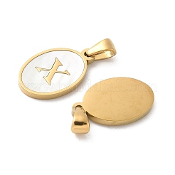 Coquillage naturel ovale avec pendentifs initiaux&nbsp;STAS-I351-23G-X
