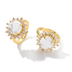 Bagues en howlite naturelle et tournesol&nbsp;RJEW-B113-03G-06