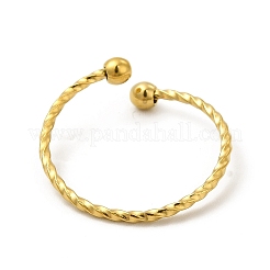 Anello polsino aperto con perline in acciaio inossidabile 304 placcato ionica (ip) per donna&nbsp;RJEW-E070-02G