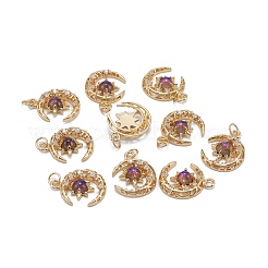 Pendentifs en verre de zircone cubique clair micro pave en laiton&nbsp;X1-ZIRC-C024-06G-01