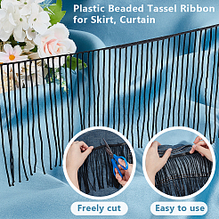 Cinta de borlas con cuentas de plástico de 1 yarda&nbsp;DIY-OC0013-14A