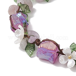Bracelets tressés en perles d'améthyste lavande naturelle électroplaquées pour femmes&nbsp;BJEW-TA00610-02