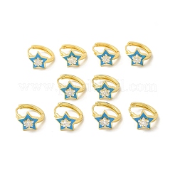 Orecchini a cerchio a forma di stella smaltata con zirconi chiari&nbsp;EJEW-E270-02G-01