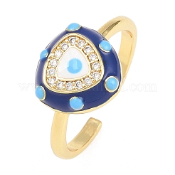 Anelli aperti con polsino in ottone micro pavé di zirconi cubici per donna&nbsp;RJEW-K264-16G-02
