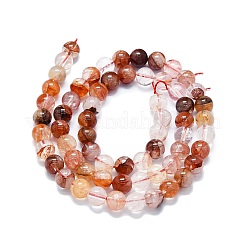 Fili di perle di quarzo ematoide rosso naturale/quarzo ferruginoso&nbsp;LS-G-K245-A02-02