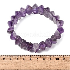 Doppelkegel-Stretcharmbänder aus natürlichen Amethystperlen für Frauen und Männer&nbsp;BJEW-C097-05A