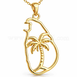 Collares con colgante de palmera isleña con contorno de acero inoxidable 304 para mujer&nbsp;WGA9425-01