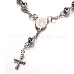 Bracelets de chapelet résistants au ternissement avec croix&nbsp;X-BJEW-E282-03P