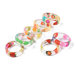 Transparenter Harz-Frucht-Fingerring für Frauen&nbsp;RJEW-T022-024