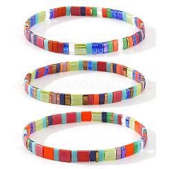 3 Stück handgewebte Vintage-Boho-Armbänder mit rechteckigen Glasperlen für Frauen&nbsp;BD5466