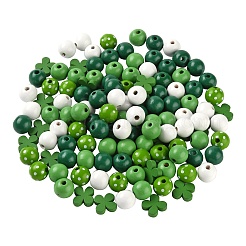 160 pièces 5 style irlandais thème peint perles en bois naturel&nbsp;WOOD-LS0001-48