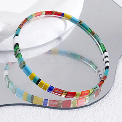 Bracelets extensibles bohèmes en verre arc-en-ciel pour femmes&nbsp;MR7920