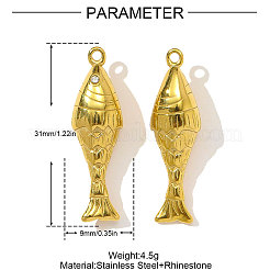 Colgantes de rhinestone de acero inoxidable 304&nbsp;STAS-OY003-92G