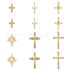 12 Stück 6 Stile Kreuz Legierung Strass & Kunststoff Perle Anhänger & Link Zubehörse Kits&nbsp;FIND-TA0007-90