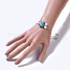 Gefärbte synthetische türkisfarbene (gefärbte) Gliederarmbänder&nbsp;BJEW-JB04196