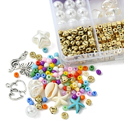 Kit fai da te di gioielli elasticizzati con perline in vetro a tema spiaggia dell'oceano&nbsp;DIY-FS0006-90