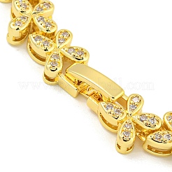 Braccialetti a maglie a farfalla da donna con placcatura in ottone e pavé di zirconi cubici&nbsp;BJEW-B110-05G-03