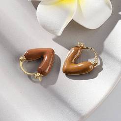 Boucles d'oreilles créoles en forme de coeur en laiton&nbsp;EJEW-R013-03G