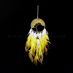 Toile/filet tissé en fer avec des décorations de pendentifs en plumes&nbsp;AJEW-B017-12