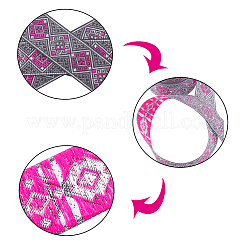 Ruban polyester brodé de style ethnique&nbsp;SRIB-WH0007-02A-WH