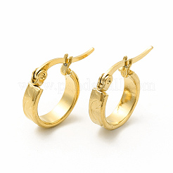 Orecchini a cerchio scanalati in acciaio inossidabile 201 con perni in acciaio inossidabile 304 per donna&nbsp;EJEW-M214-08D-G