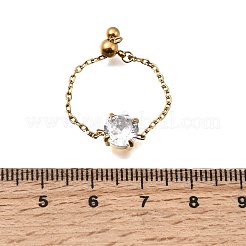 Verstellbare Kettenringe aus Edelstahl 304 mit Zirkonia-Besatz&nbsp;RJEW-P189-01B-G